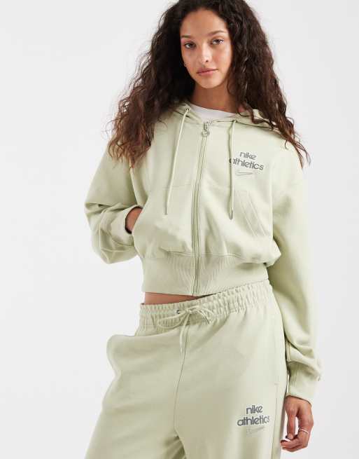 Nike Phoenix Fleece full zip hoodie in khaki, 2 of 4