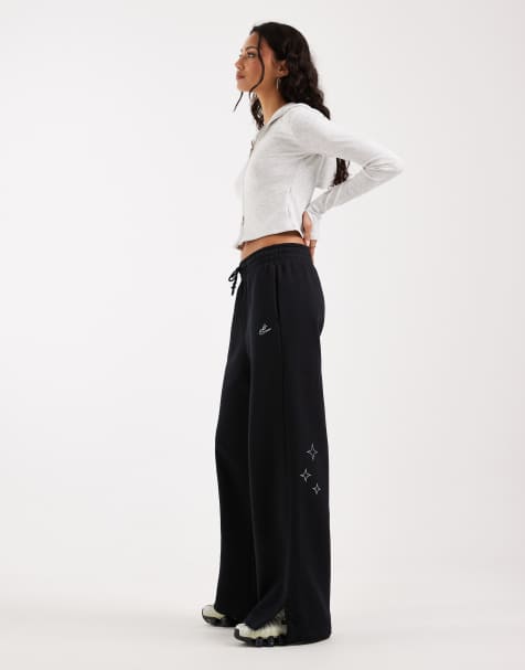 Nike Phoenix Fleece goddess rhinestone sweatpants in black - view 1