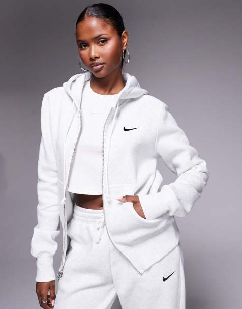 Nike - Phoenix Fleece - Grå hættetrøje med lynlås - view 1