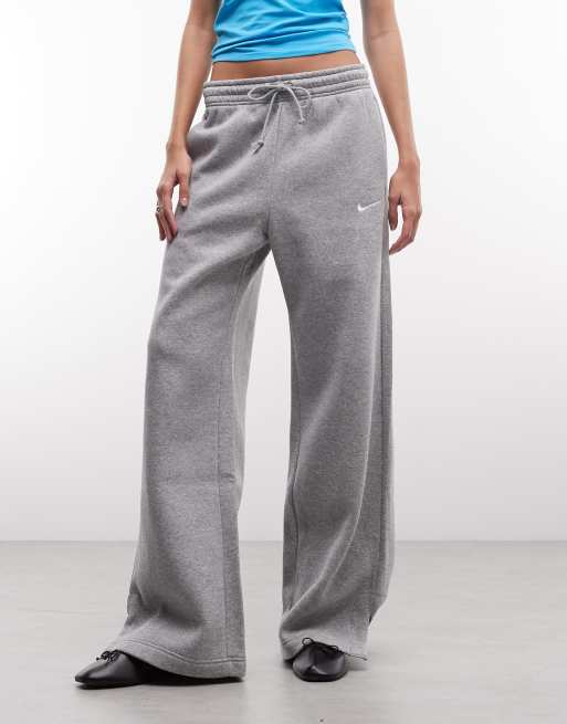 Nike – Phoenix Fleece – Grå mjukisbyxor med vida ben och hög midja, 3 av 5