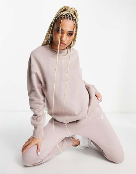Nike - Phoenix Fleece - Gråbrun sweatshirt - view 1
