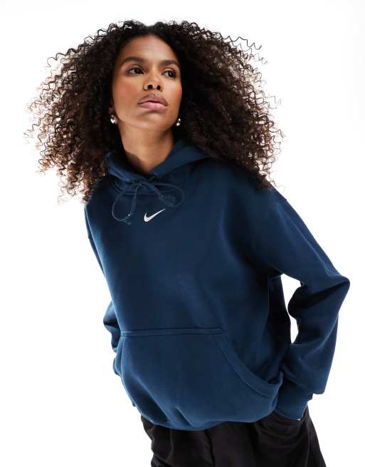 Nike – Phoenix Fleece – Granatowa polarowa bluza oversize z kapturem 