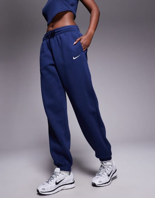 Nike – Phoenix Fleece – Granatowe joggersy oversize z wysokim stanem i ściągaczami, 2 z 5