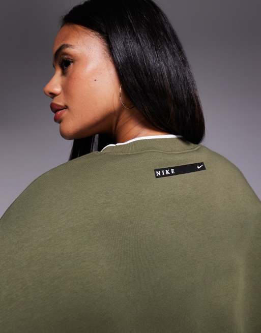 Nike Phoenix Fleece graphic sweatshirt in khaki