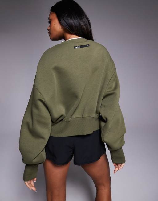 Nike Phoenix Fleece graphic sweatshirt in khaki