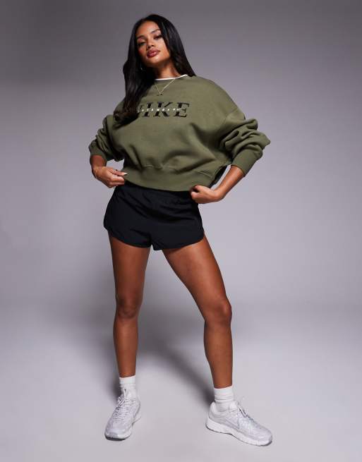Nike Phoenix Fleece graphic sweatshirt in khaki