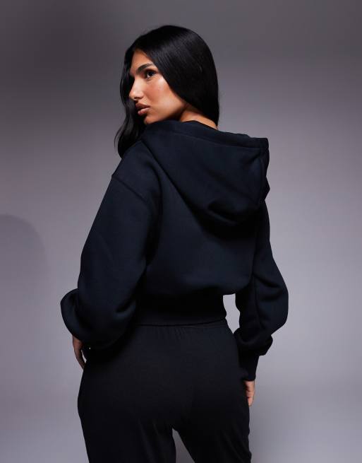 Nike – Phoenix Fleece – Grön, kort huvtröja med dragkedja, 4 av 4