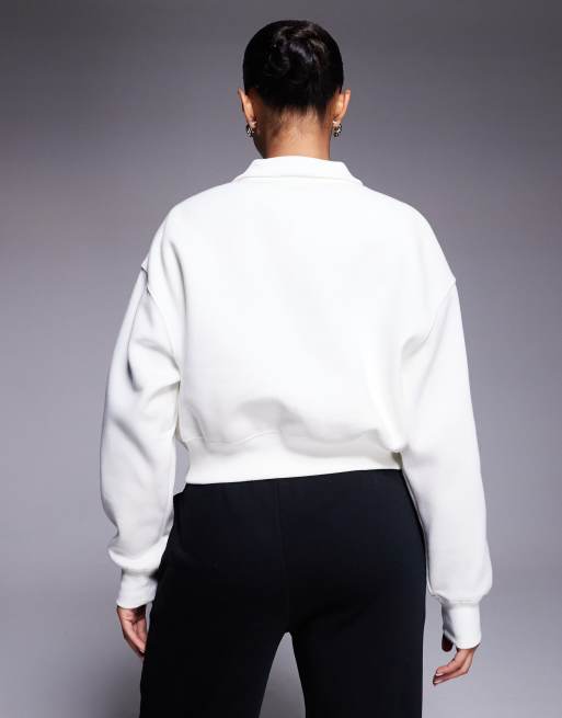 Nike Phoenix Fleece half zip cropped sweatshirt in off white, 4 of 4