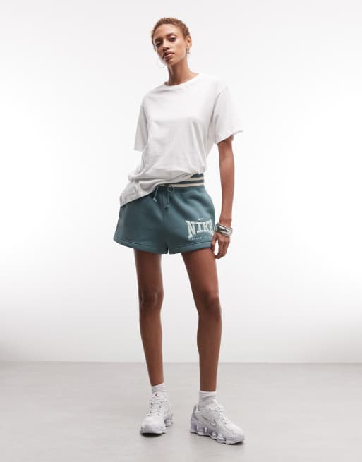 Nike Phoenix Fleece high rise shorts in teal, 2 of 5