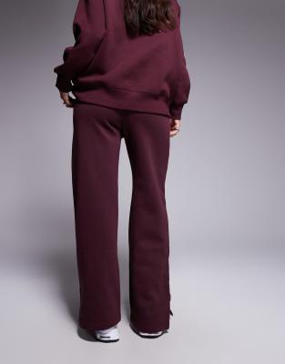 Nike Phoenix Fleece High Rise Wide Leg Sweatpants In Burgundy