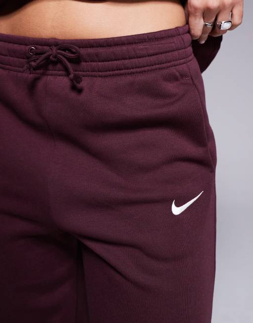 Nike Phoenix Fleece high rise wide leg sweatpants in burgundy ASOS