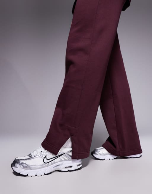 Nike Phoenix Fleece high rise wide leg sweatpants in burgundy, 5 of 5