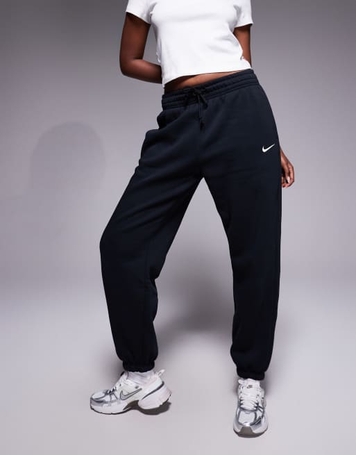 Nike Phoenix Fleece high waisted oversized cuffed joggers in black