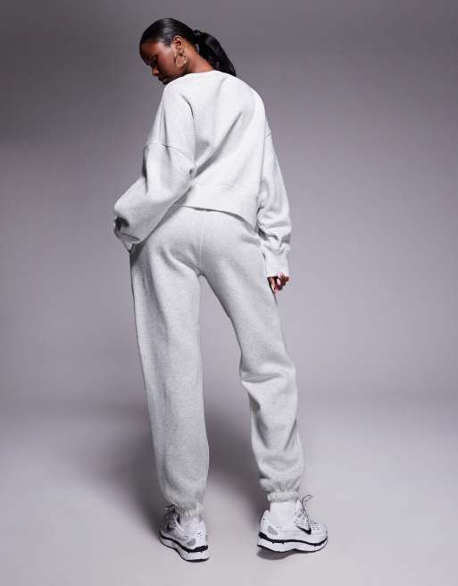Nike Phoenix Fleece high waisted oversized cuffed joggers in grey