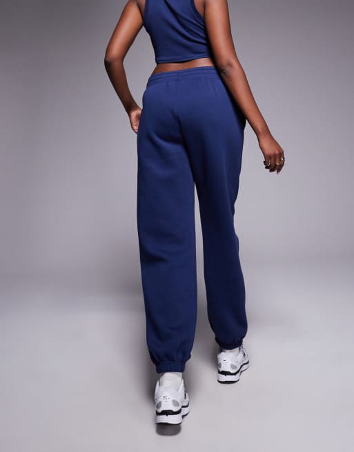Nike Phoenix Fleece high waisted oversized cuffed joggers in navy, 5 of 5