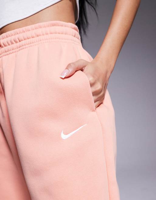 Nike Phoenix Fleece high waisted oversized cuffed joggers in pink , 4 of 5