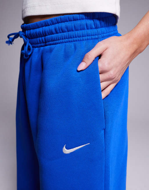 Nike Phoenix Fleece high waisted oversized cuffed joggers in royal