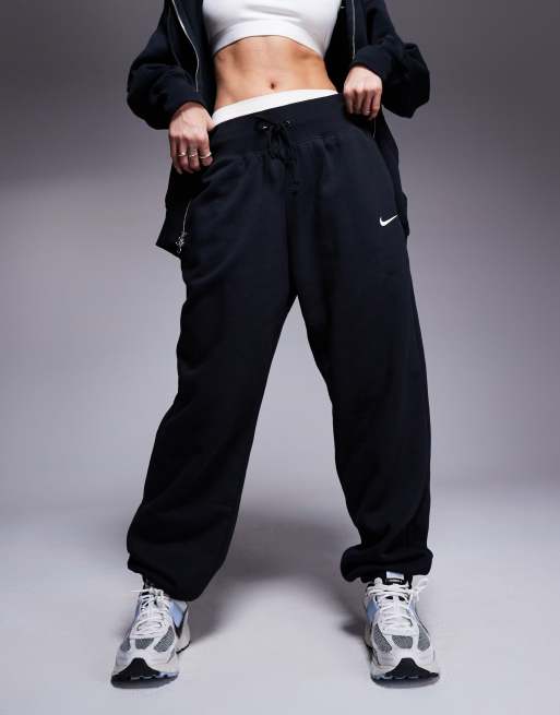 Nike Phoenix Fleece high waisted oversized joggers in black