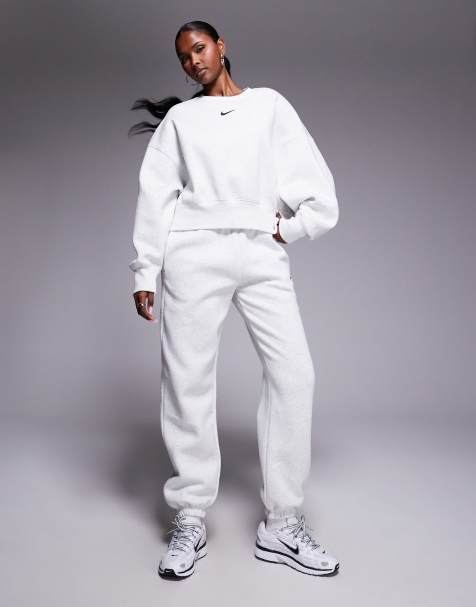 Nike Phoenix Fleece high waisted oversized joggers in grey - view 1