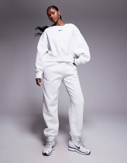 Nike Phoenix Fleece high waisted oversized joggers in grey 