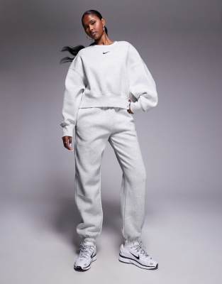 Nike Phoenix Fleece High Waisted Oversized Sweatpants In White