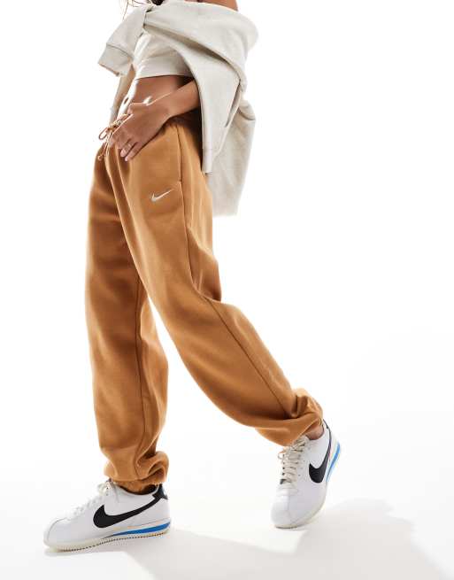 Nike Phoenix Fleece high waisted sweatpants in brown ASOS