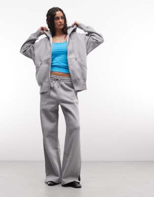 Nike Nike Phoenix Fleece high waisted wide leg joggers in grey