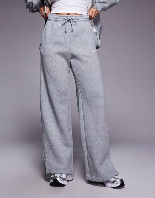 Nike Phoenix Fleece high waisted wide leg joggers in grey ASOS