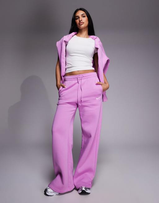 Nike Phoenix Fleece high waisted wide leg joggers in pink, 2 of 5