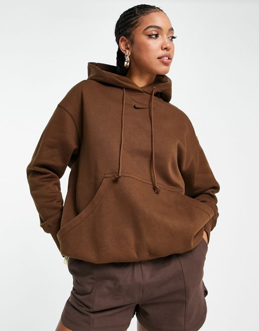 Nike Phoenix Fleece hoodie in brown - BROWN