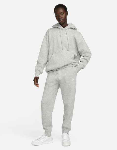 Nike oversized wide leg joggers in fossil grey