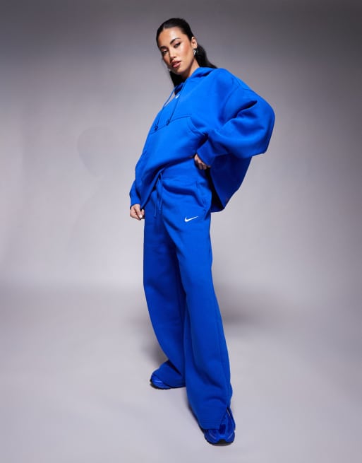 Nike - Phoenix Fleece - Joggingbroek met hoge taille en wijde pijpen in blauw