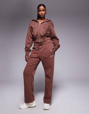 Nike Phoenix Fleece Open Hem Sweatpants In Brown