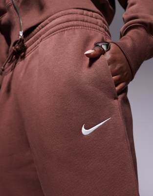 Nike Phoenix Fleece Open Hem Sweatpants In Brown