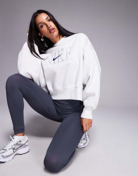 Nike Phoenix Fleece over oversized graphic sweatshirt in gray - view 1