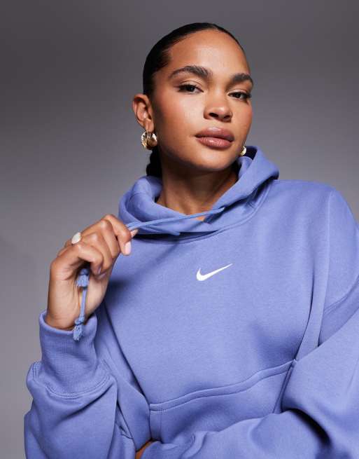 Nike Phoenix Fleece over-oversized hoodie in blue, 4 of 4
