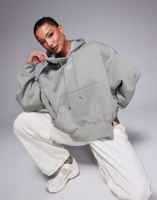 Nike Phoenix Fleece Over-oversized Hoodie In Khaki-green