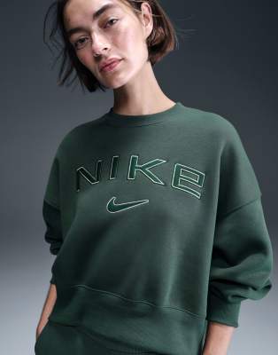 Phoenix Fleece over-oversized logo sweatshirt in dark green