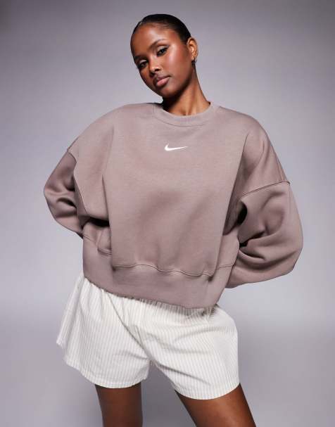Nike Phoenix Fleece over-oversized sweatshirt in brown - view 1