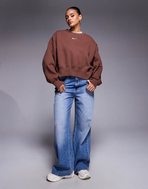 Nike Phoenix Fleece over-oversized sweatshirt in brown