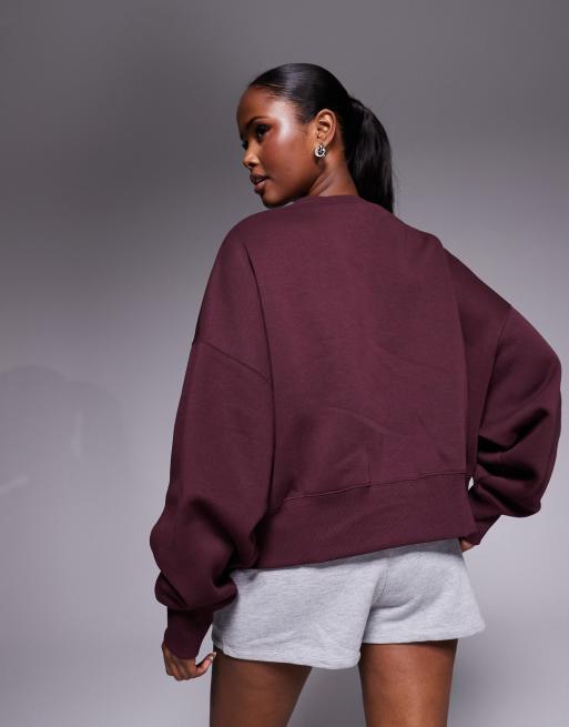 Nike Phoenix Fleece over-oversized sweatshirt in burgundy