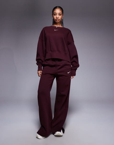 Nike Phoenix Fleece over-oversized sweatshirt in burgundy - view 1