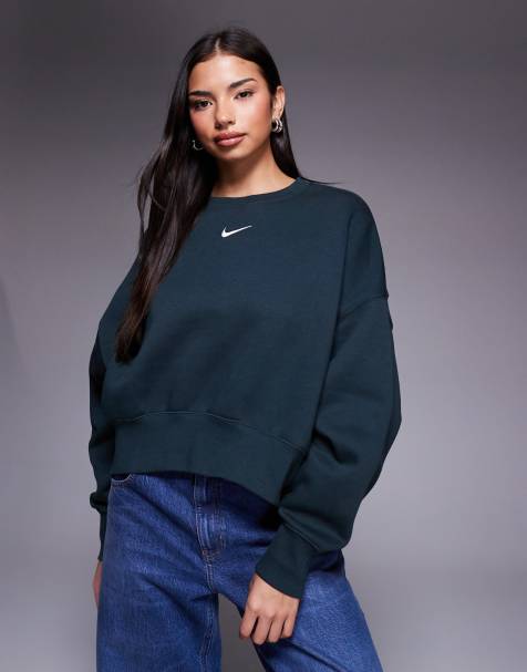 Nike Phoenix Fleece over-oversized sweatshirt in dark green - view 1