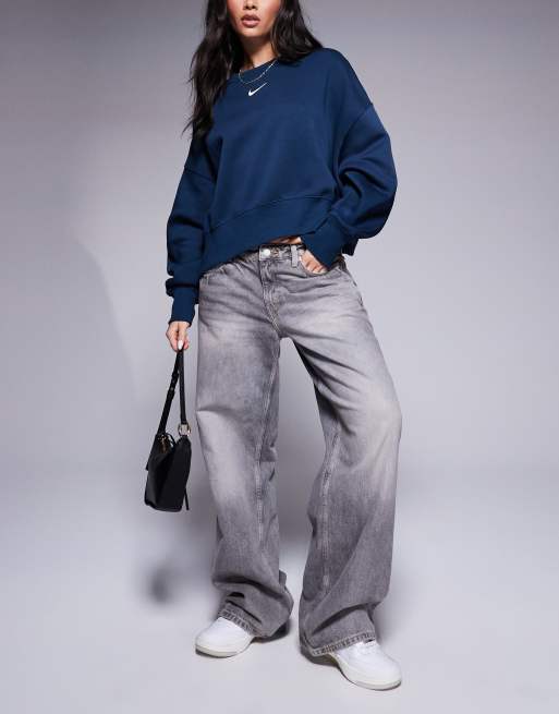 [Overdue Flair]☆Needle Oversize Seeatshirt Navy/Gray NEEDLE OVERSIZE SWEATSHIRT_NAVY - overdueflair