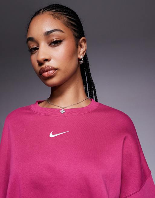 Nike Phoenix Fleece over-oversized sweatshirt in pink, 2 of 4