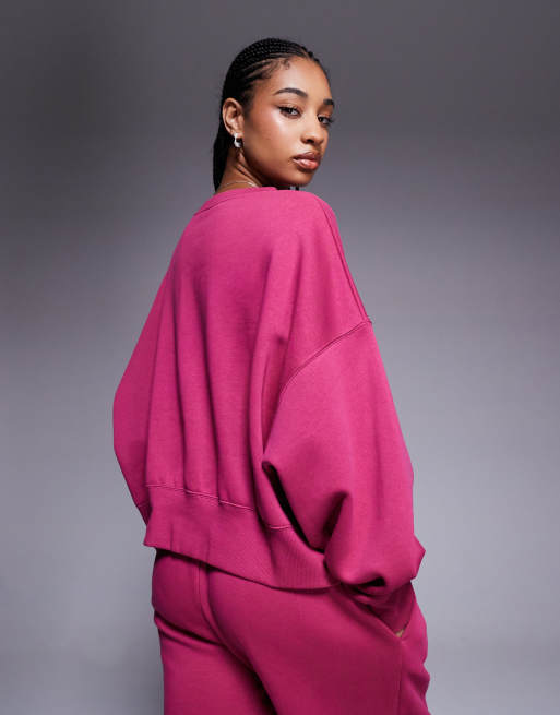 Nike Phoenix Fleece over-oversized sweatshirt in pink, 4 of 4