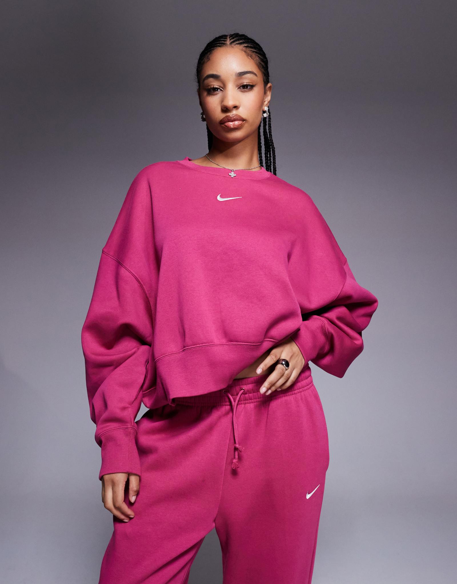Флисовая толстовка Nike Phoenix over-oversize розового цвета