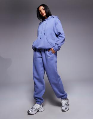 Nike - Phoenix Fleece - Oversize-Jogginghose in Blau mit hohem Bund und Bündchen