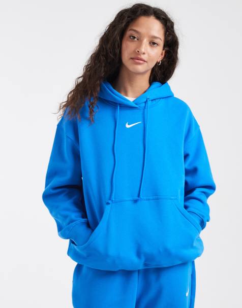 Nike – Phoenix Fleece – Oversize-Kapuzenpullover in Blau - view 1