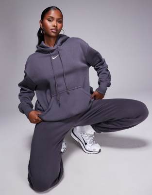 Nike - Phoenix Fleece - Oversize-Kapuzenpullover in Dunkelgrau